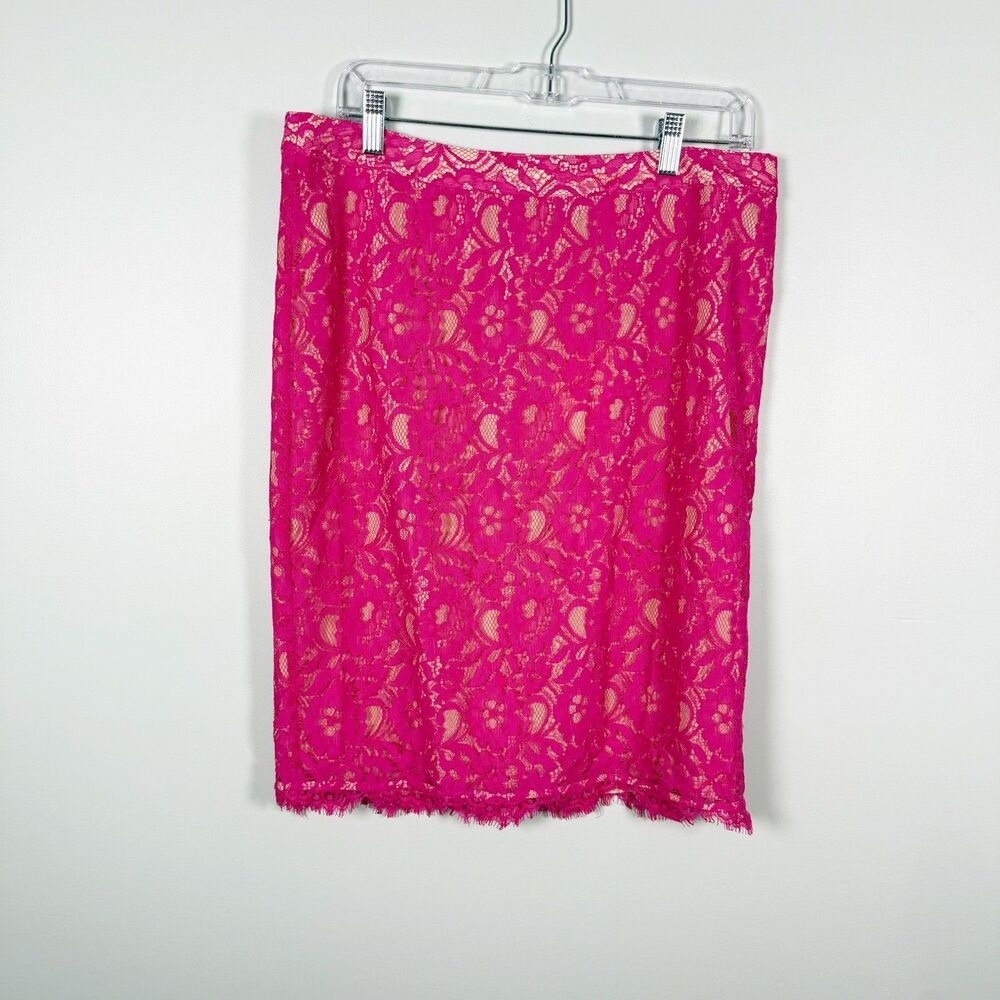 Joie Skirt Lace Pink Overlay Size L Romantic Work Office Mesh